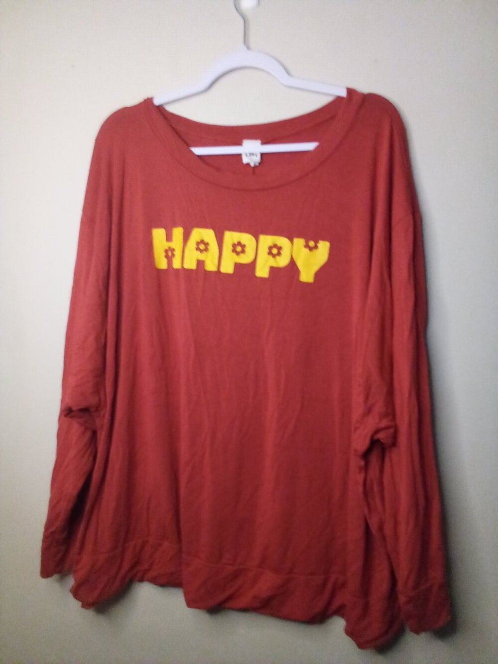 Sew In Love Shirt Women 2X Long Sleeve Happy Soft Stretch Red